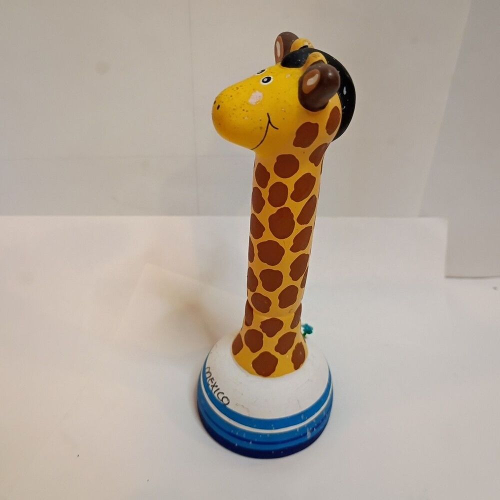Hand Painted Mexican Folk Art Alebrije Style Fantastical Giraffe Red Clay Bell